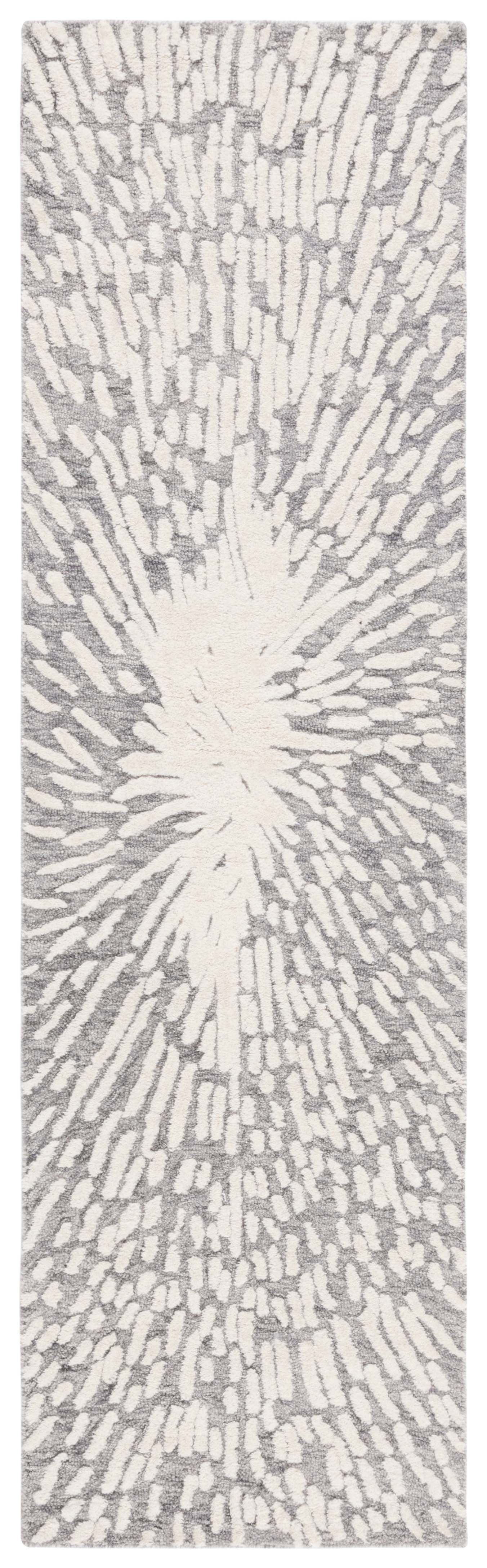 SAFAVIEH Metro Euphemia Sunburst Runner Rug, Grey/Ivory, 2'3" x 8'
