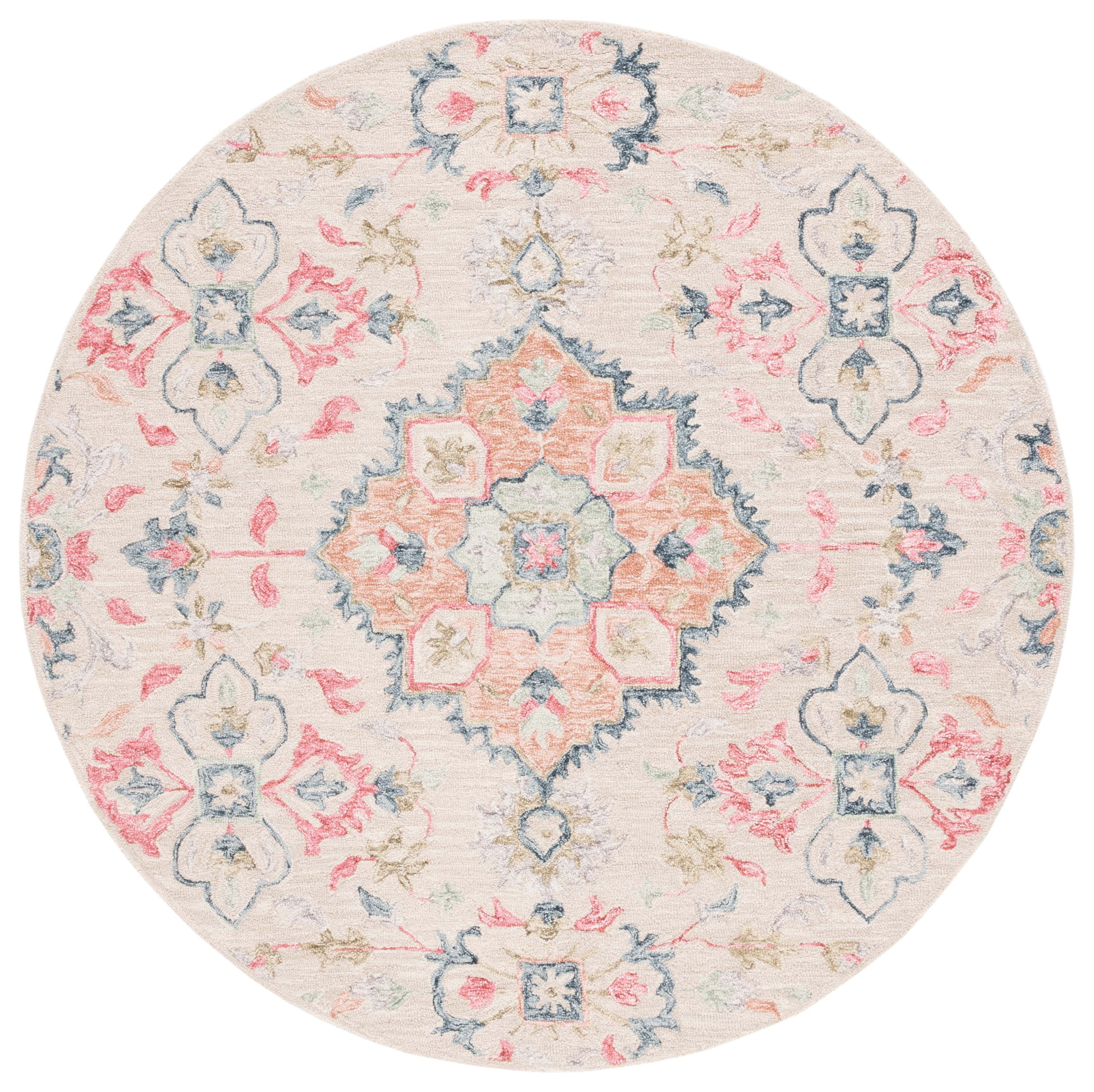 SAFAVIEH Metro Fernando Floral Area Rug, Beige/Rust, 6' x 6' Round