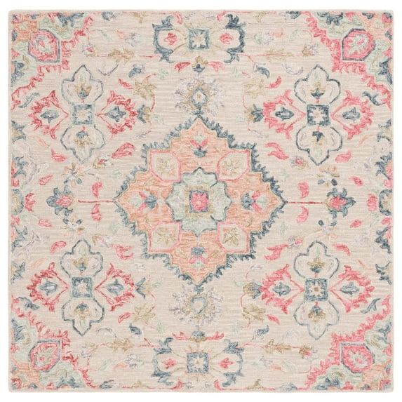 SAFAVIEH Metro Fernando Floral Area Rug, Beige/Rust, 6' x 6' Square