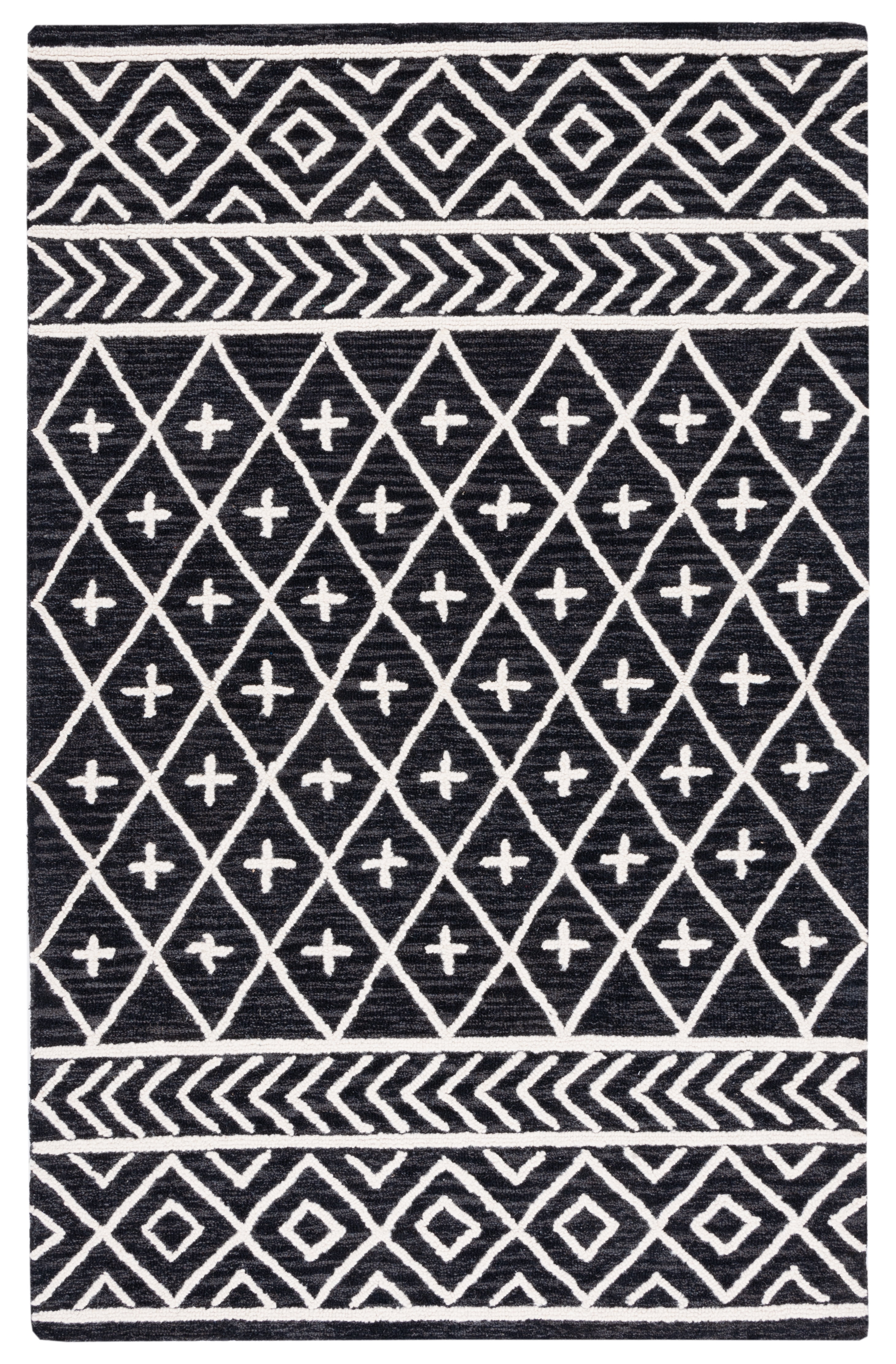 SAFAVIEH Metro Fletcher Medallion Area Rug, Black/Ivory, 5' x 8'