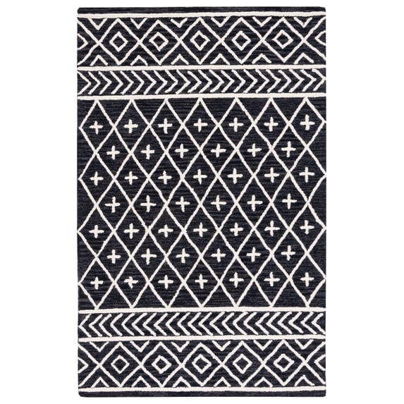 SAFAVIEH Metro Fletcher Medallion Area Rug, Black/Ivory, 5' x 8'