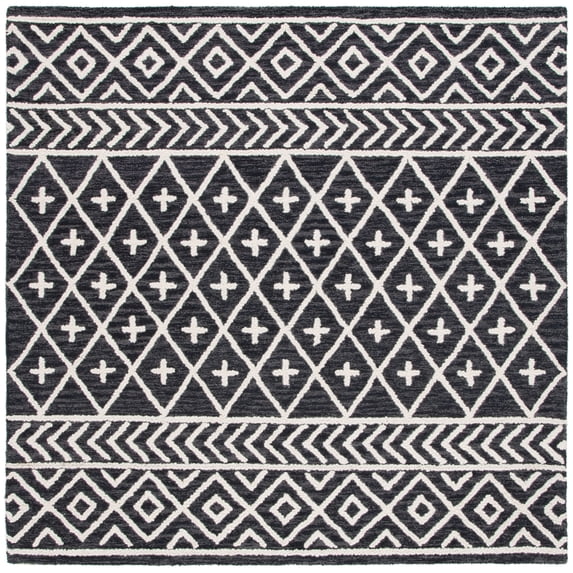 SAFAVIEH Metro Fletcher Medallion Area Rug, Black/Ivory, 6' x 6' Square