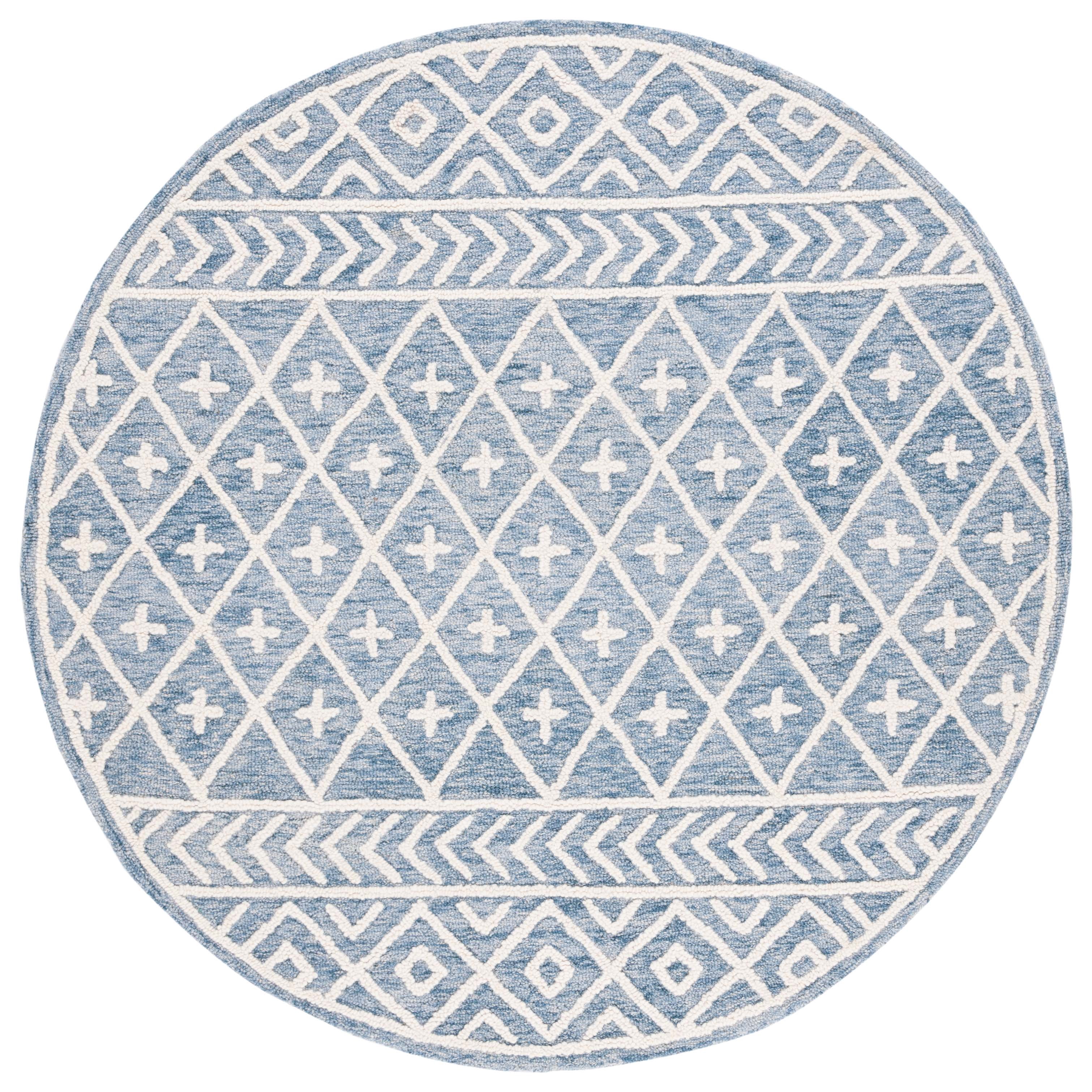 SAFAVIEH Metro Fletcher Medallion Area Rug, Blue/Ivory, 6' x 6' Round