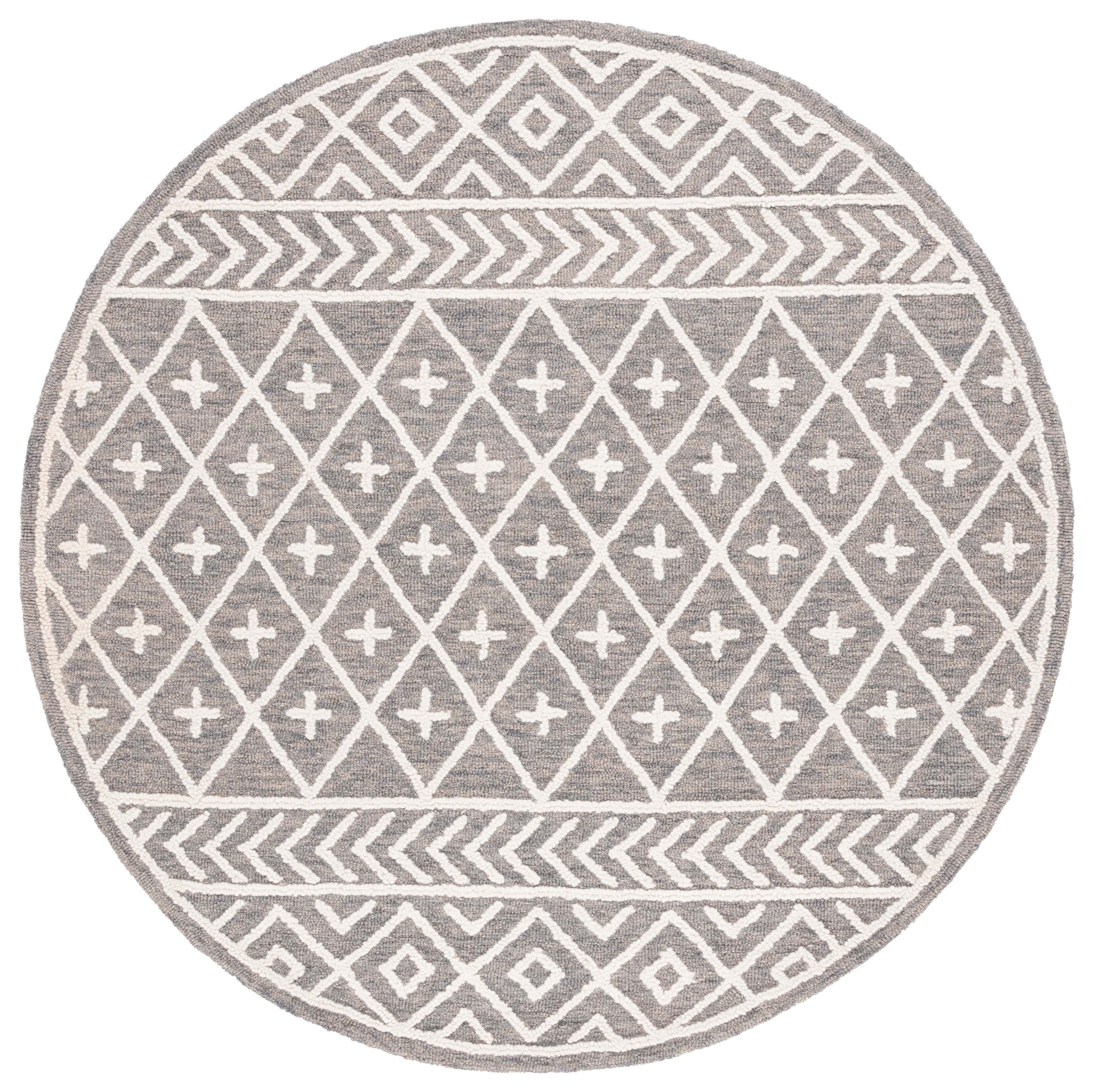 SAFAVIEH Metro Fletcher Medallion Area Rug, Grey/Ivory, 6' x 6' Round