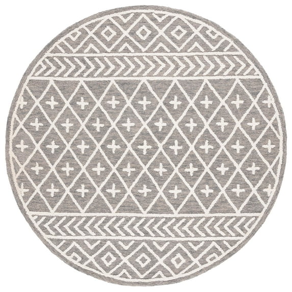 SAFAVIEH Metro Fletcher Medallion Area Rug, Grey/Ivory, 6' x 6' Round