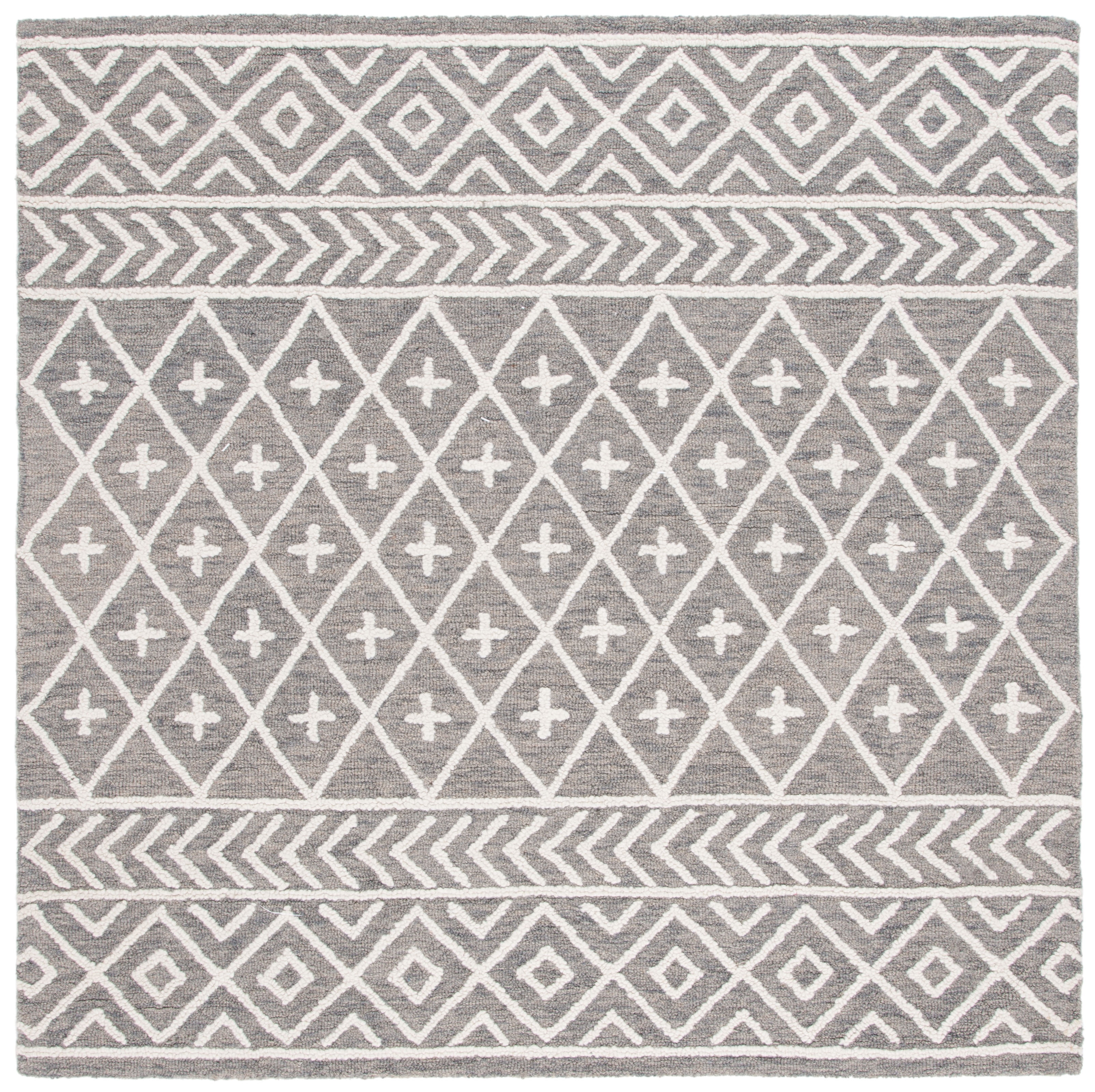 SAFAVIEH Metro Fletcher Medallion Area Rug, Grey/Ivory, 6' x 6' Square