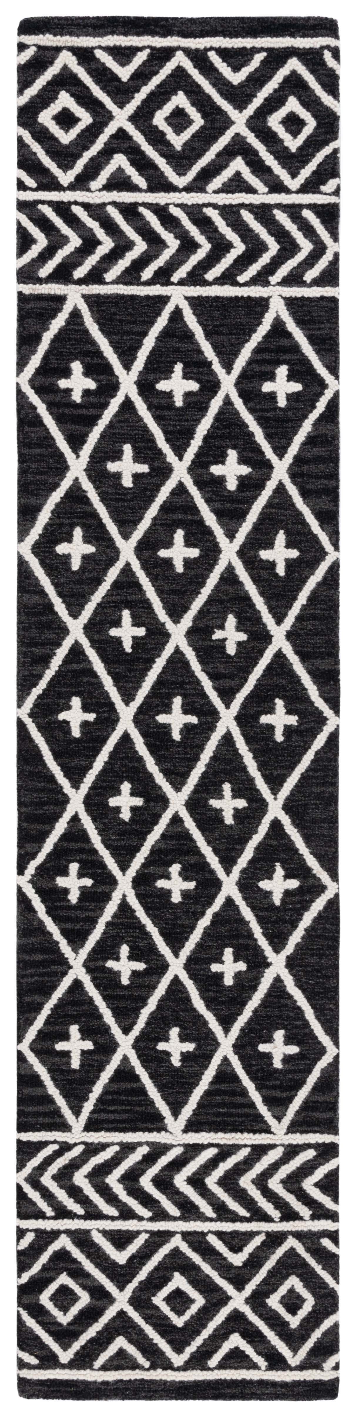 SAFAVIEH Metro Fletcher Medallion Runner Rug, Black/Ivory, 2' x 9'