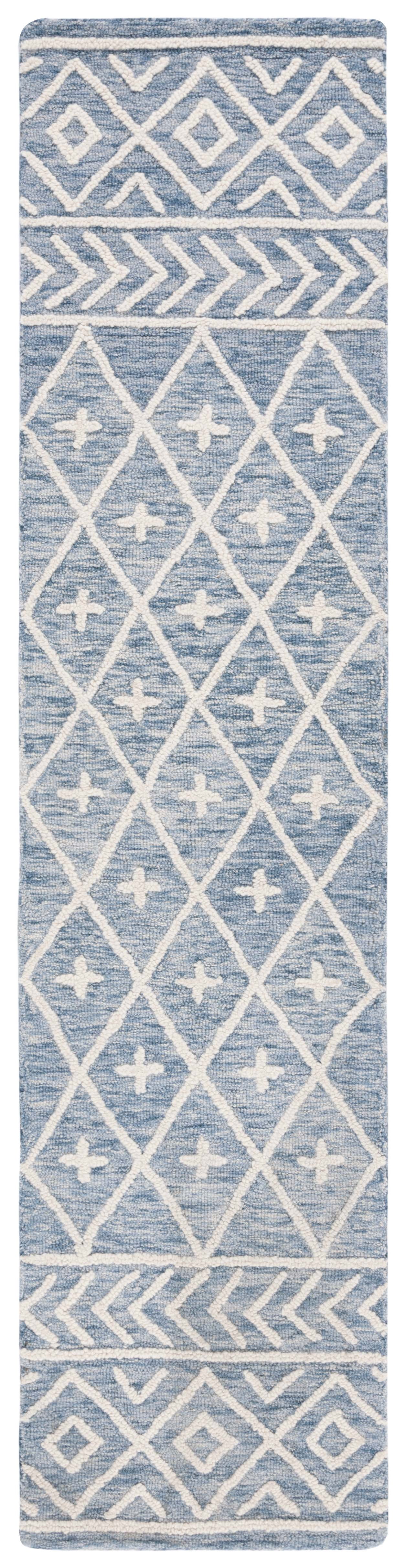 SAFAVIEH Metro Fletcher Medallion Runner Rug, Blue/Ivory, 2' x 9'