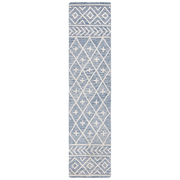 SAFAVIEH Metro Fletcher Medallion Runner Rug, Blue/Ivory, 2' x 9'