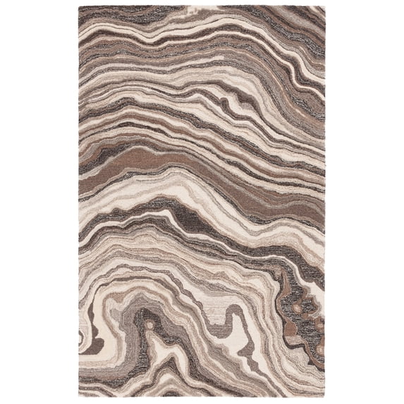 SAFAVIEH Metro Frances Wavy Marble Area Rug, Brown/Ivory, 5' x 8'