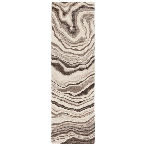 SAFAVIEH Metro Frances Wavy Marble Runner Rug, Brown/Ivory, 2'3" x 8'