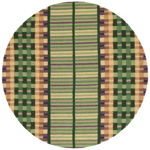SAFAVIEH Metro Franco Checkered Area Rug, Green/Gold, 6' x 6' Round