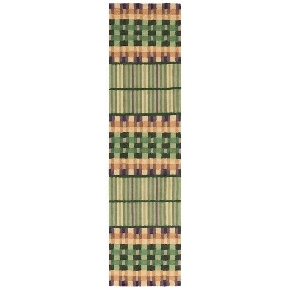 SAFAVIEH Metro Franco Checkered Runner Rug, Green/Gold, 2'3" x 9'