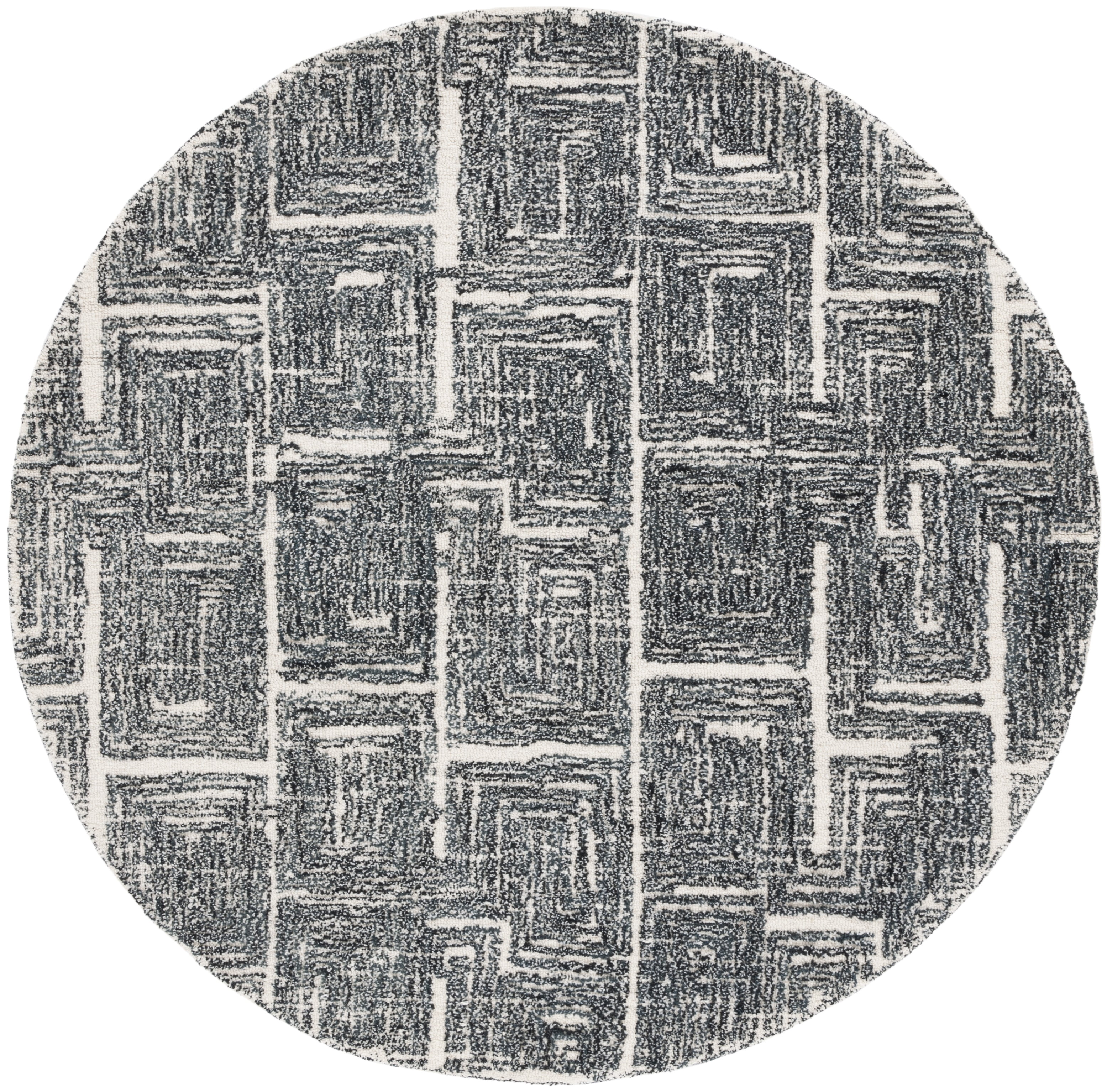 SAFAVIEH Metro Fulton Distressed Area Rug, Black/Ivory, 6' x 6' Round
