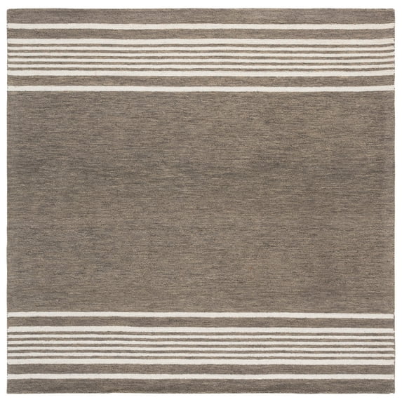 SAFAVIEH Metro Gale Striped Area Rug, Charcoal/Ivory, 6' x 6' Square