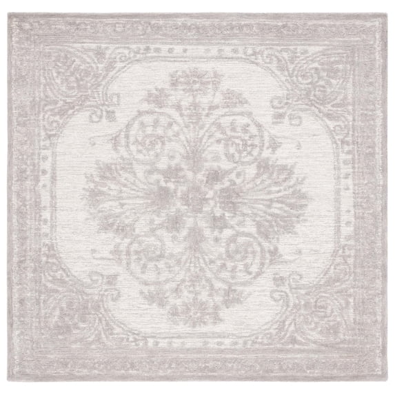 SAFAVIEH Metro Gertrude Medallion Area Rug, Dark Grey/Ivory, 6' x 6' Square