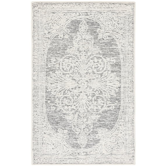 SAFAVIEH Metro Gertrude Medallion Area Rug, Ivory/Black, 3' x 5'