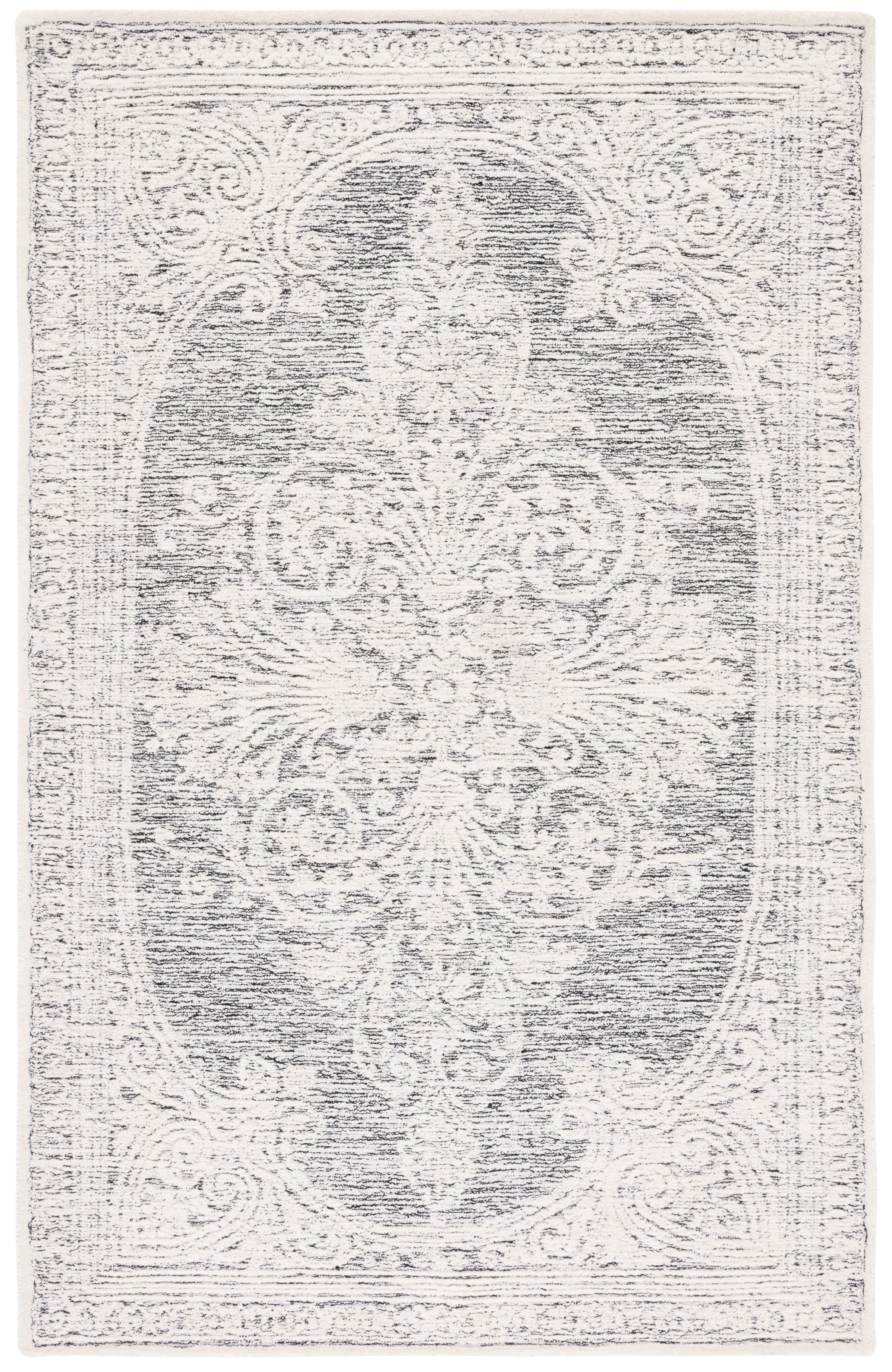 SAFAVIEH Metro Gertrude Medallion Area Rug, Ivory/Black, 4' x 6'