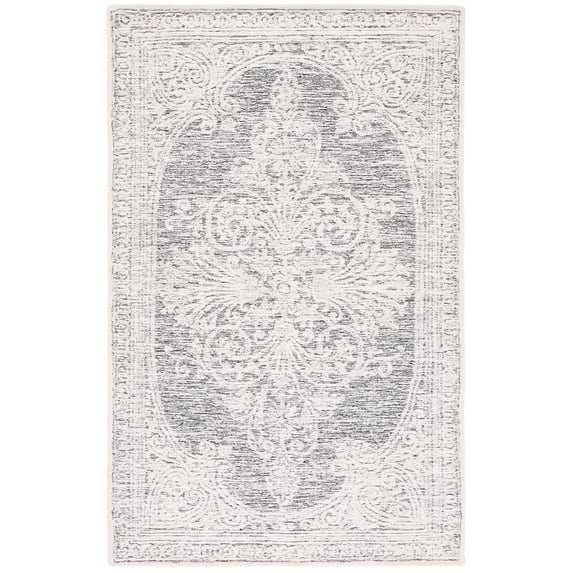 SAFAVIEH Metro Gertrude Medallion Area Rug, Ivory/Black, 5' x 8'