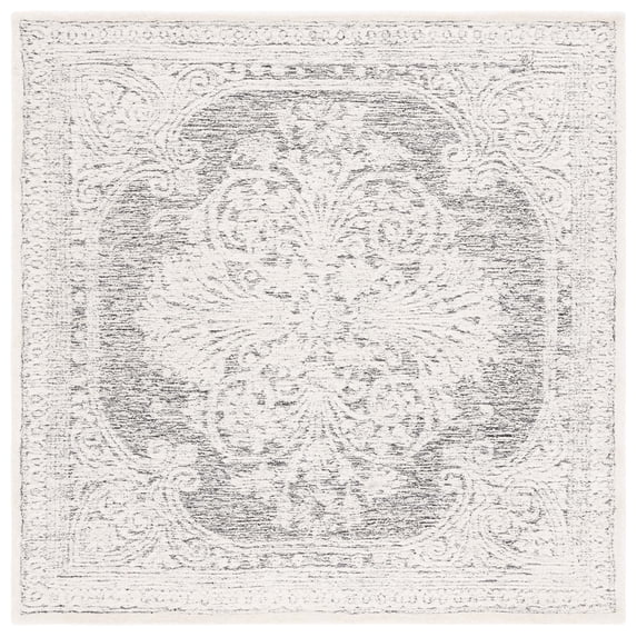 SAFAVIEH Metro Gertrude Medallion Area Rug, Ivory/Black, 6' x 6' Square