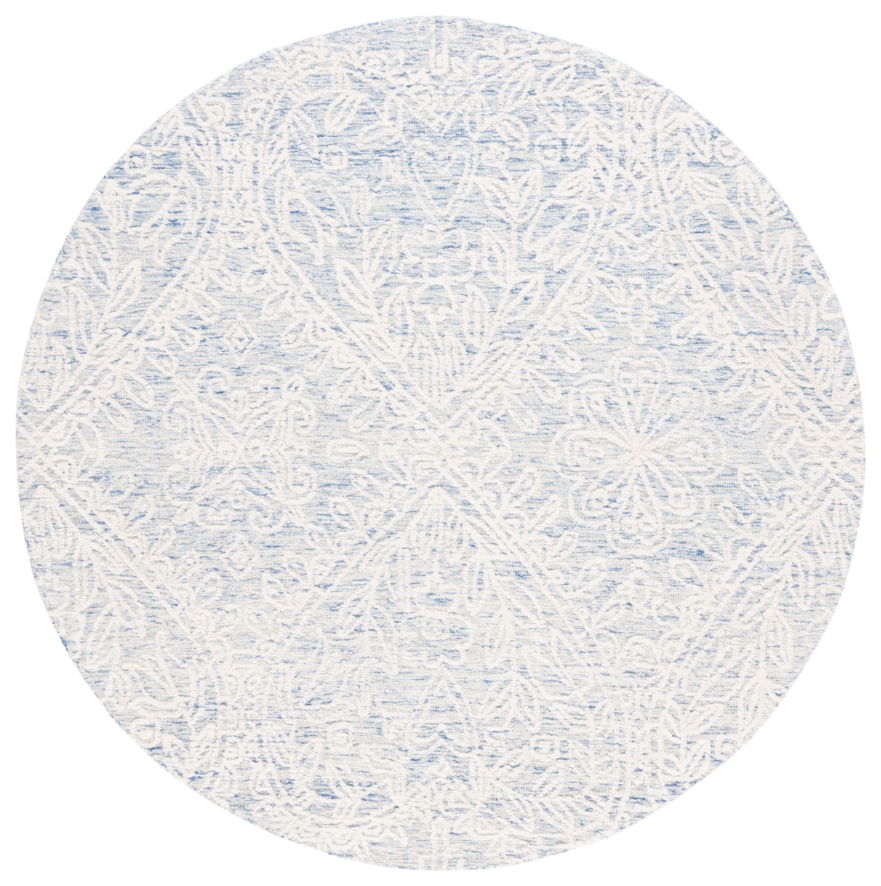 SAFAVIEH Metro Glanville Medallion Area Rug, Blue/Ivory, 6' x 6' Round
