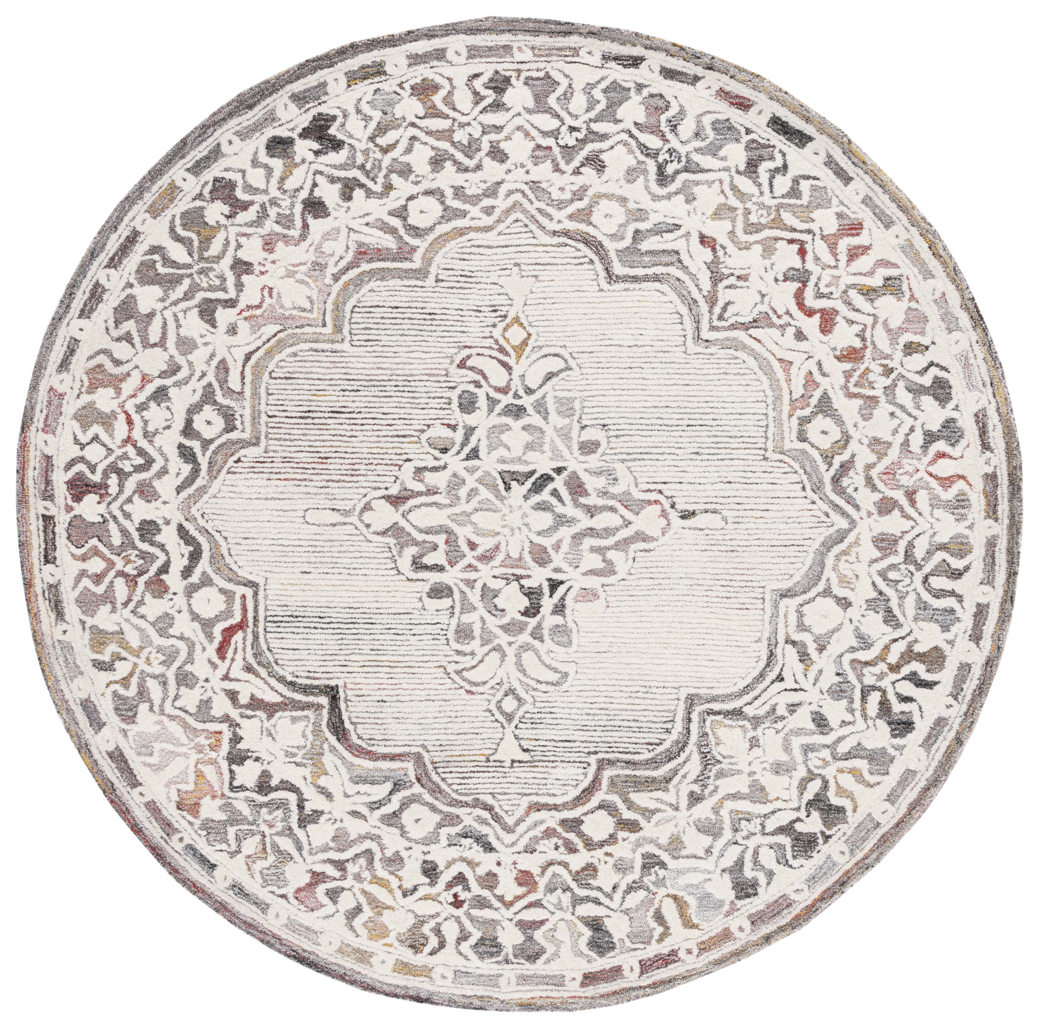 SAFAVIEH Metro Helena Medallion Area Rug, Red/Ivory, 6' x 6' Round