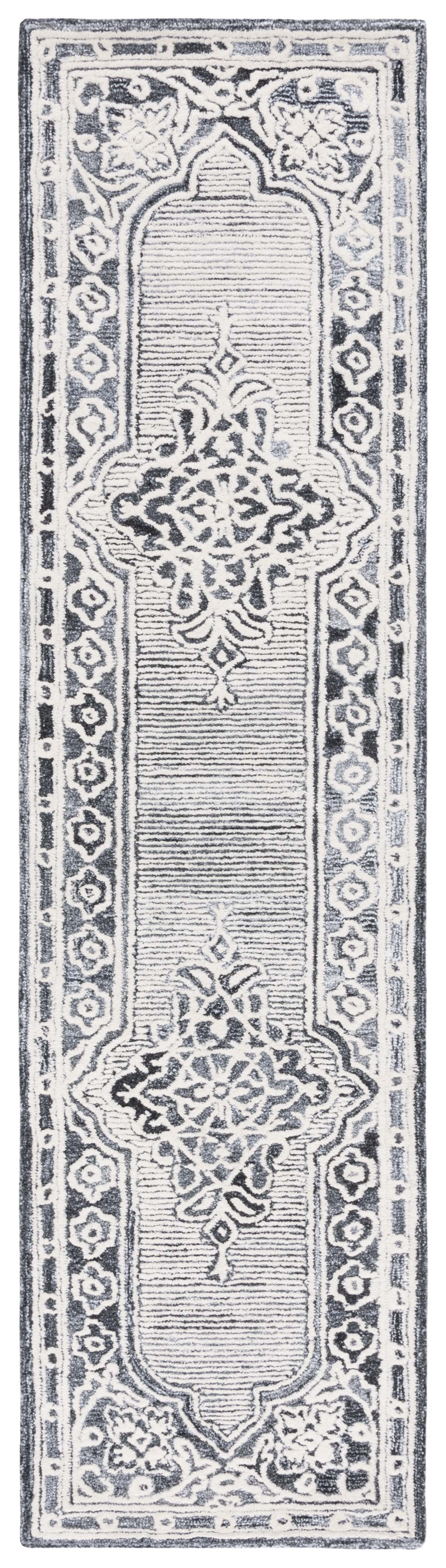 Gray and Ivory Hand-Tufted Wool Runner Rug