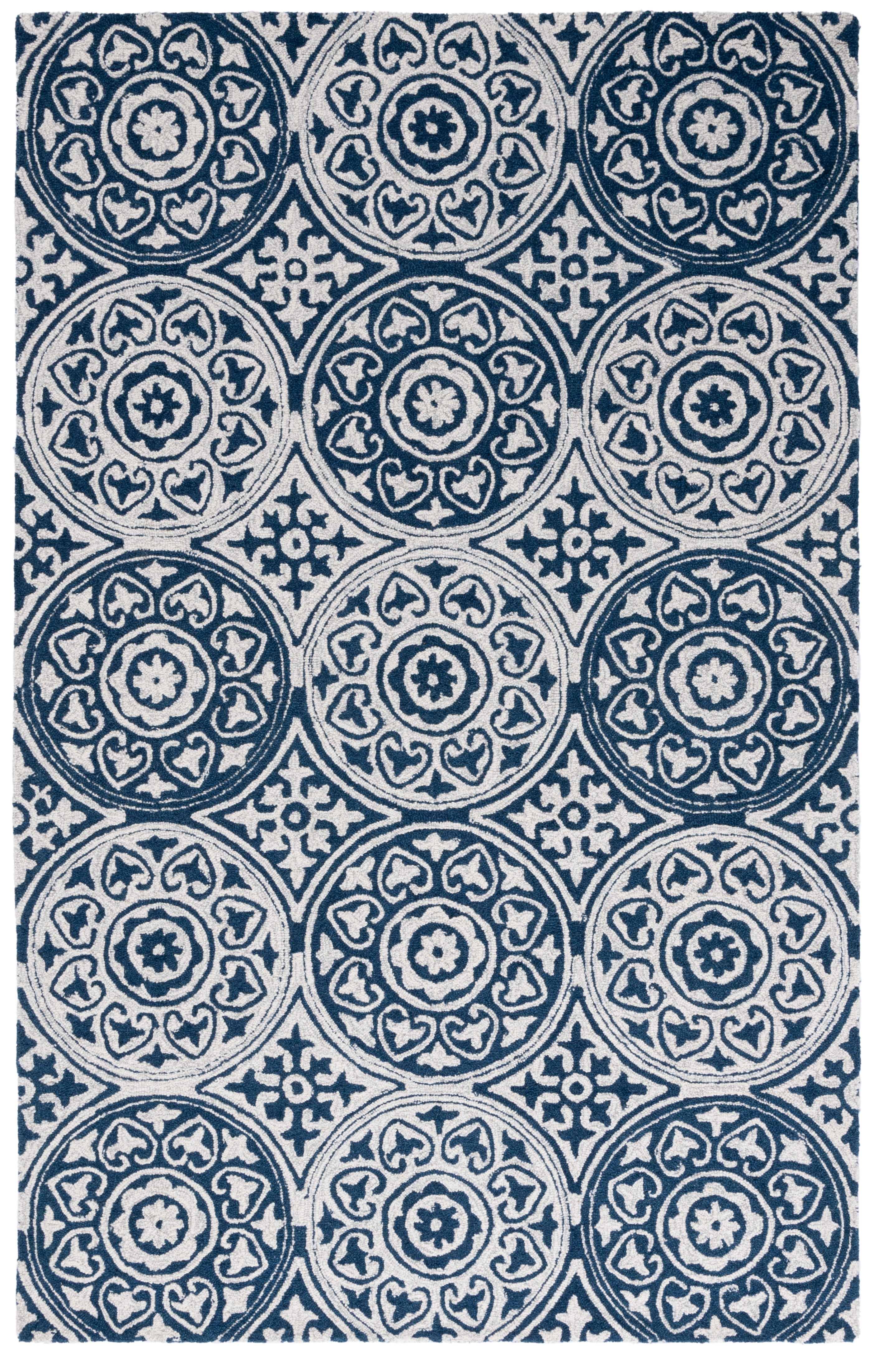 SAFAVIEH Metro Isador Geometric Area Rug, Blue/Ivory, 4' x 6'