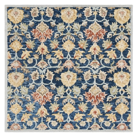 SAFAVIEH Metro Isolde Floral Area Rug, Blue/Orange, 6' x 6' Square