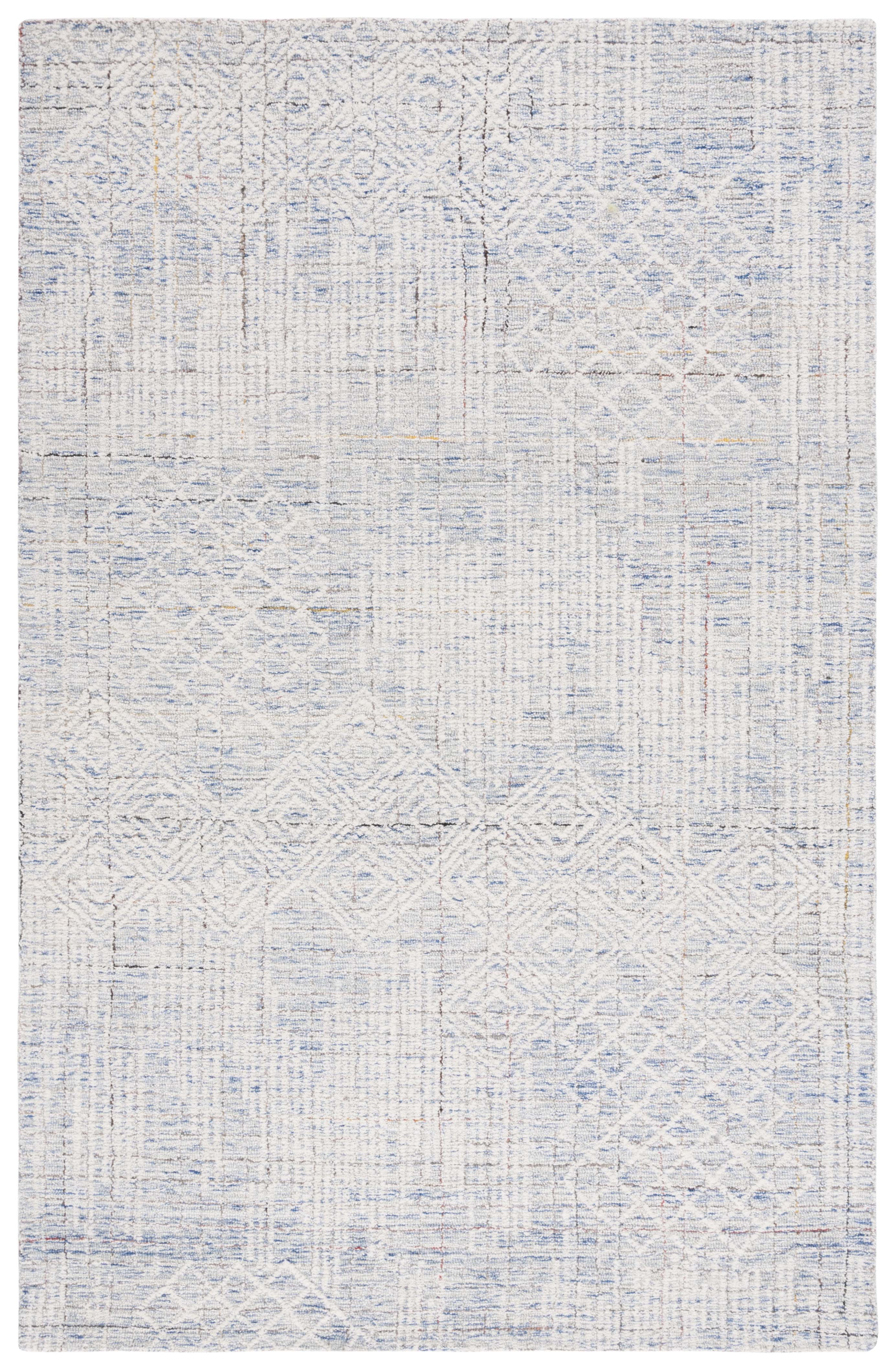 Blue and Ivory 4' x 6' Hand-Tufted Wool Area Rug