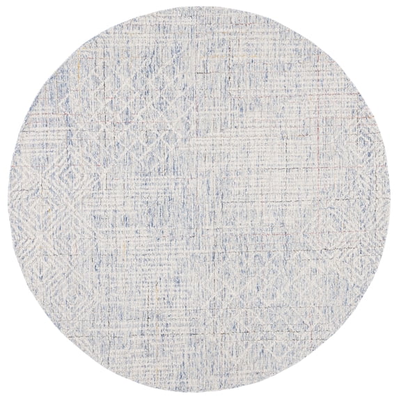 SAFAVIEH Metro Issam Diamond Area Rug, Blue/Ivory, 6' x 6' Round