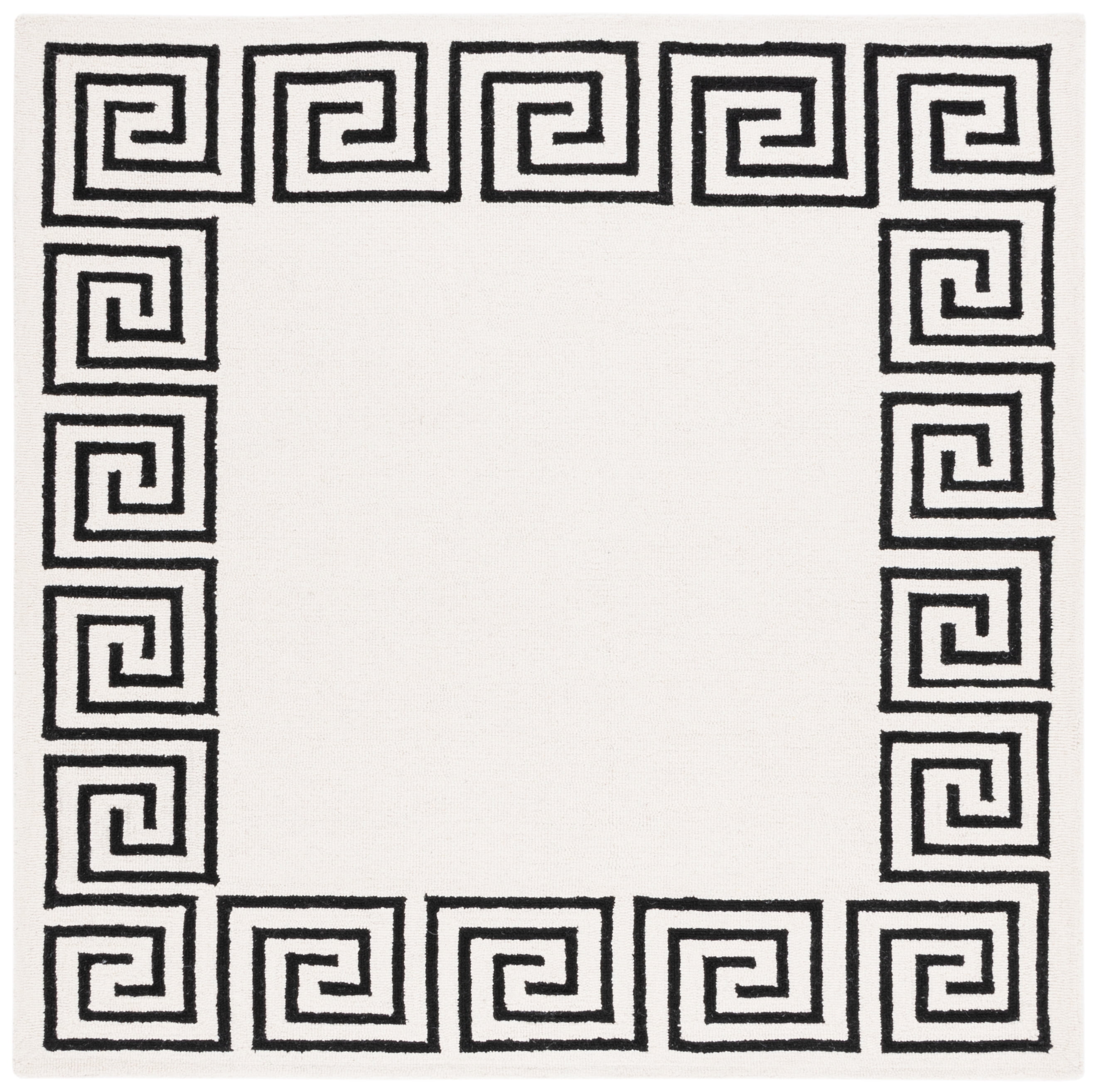 Hand-Tufted Artisan Square Wool Rug in Black - 6' x 6'