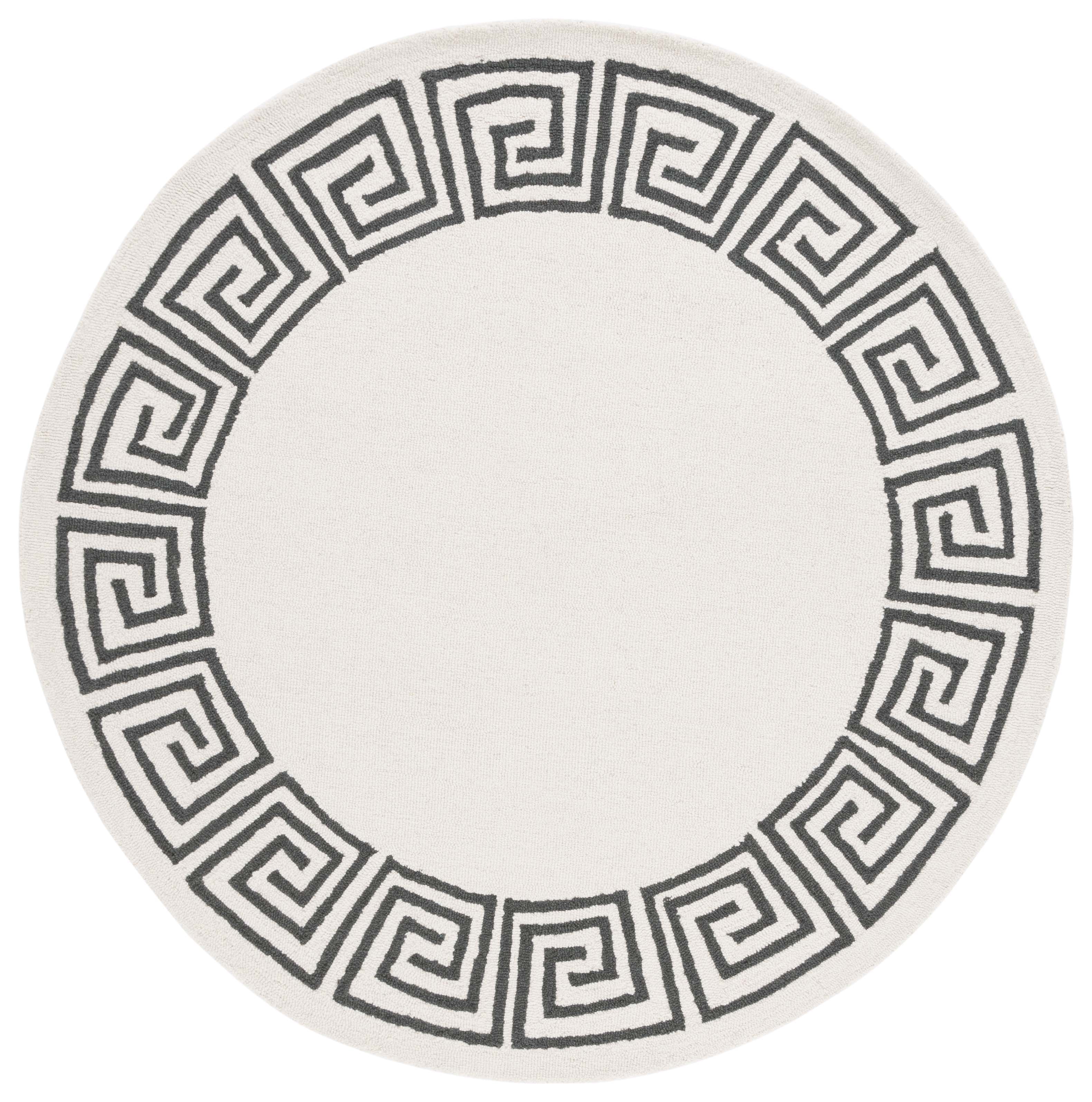 SAFAVIEH Metro Ivonette Bordered Area Rug, Ivory/Grey, 6' x 6' Round