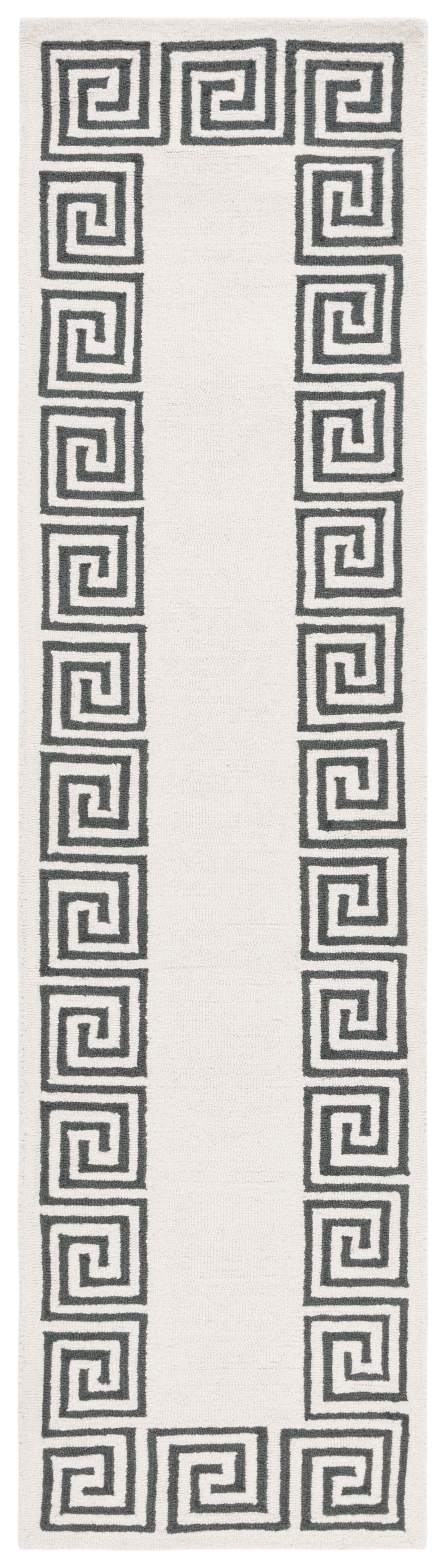 SAFAVIEH Metro Ivonette Bordered Runner Rug, Ivory/Grey, 2'3" x 9'