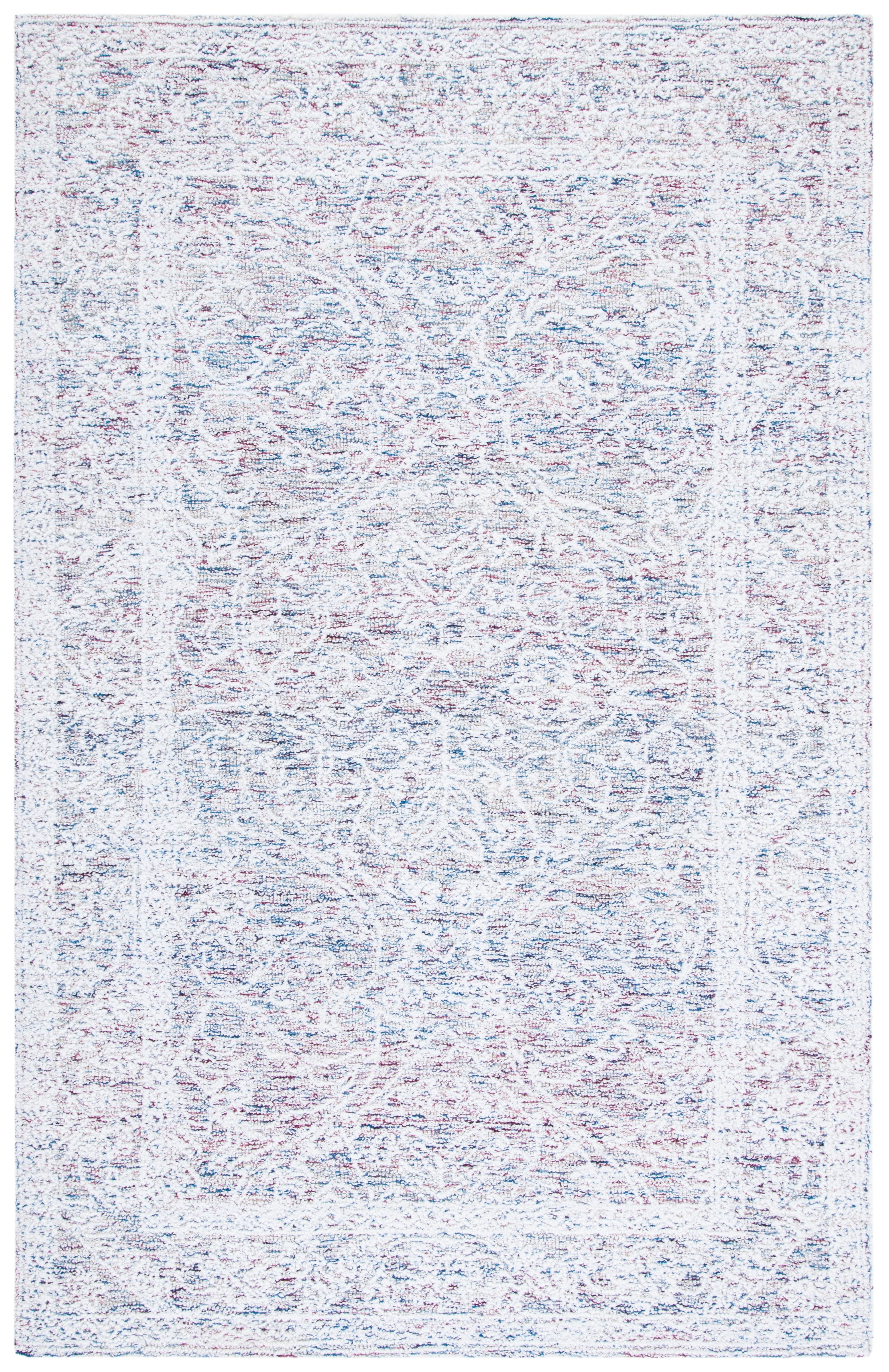 Ivory and Red Hand-Tufted Wool Area Rug, 3' x 5'