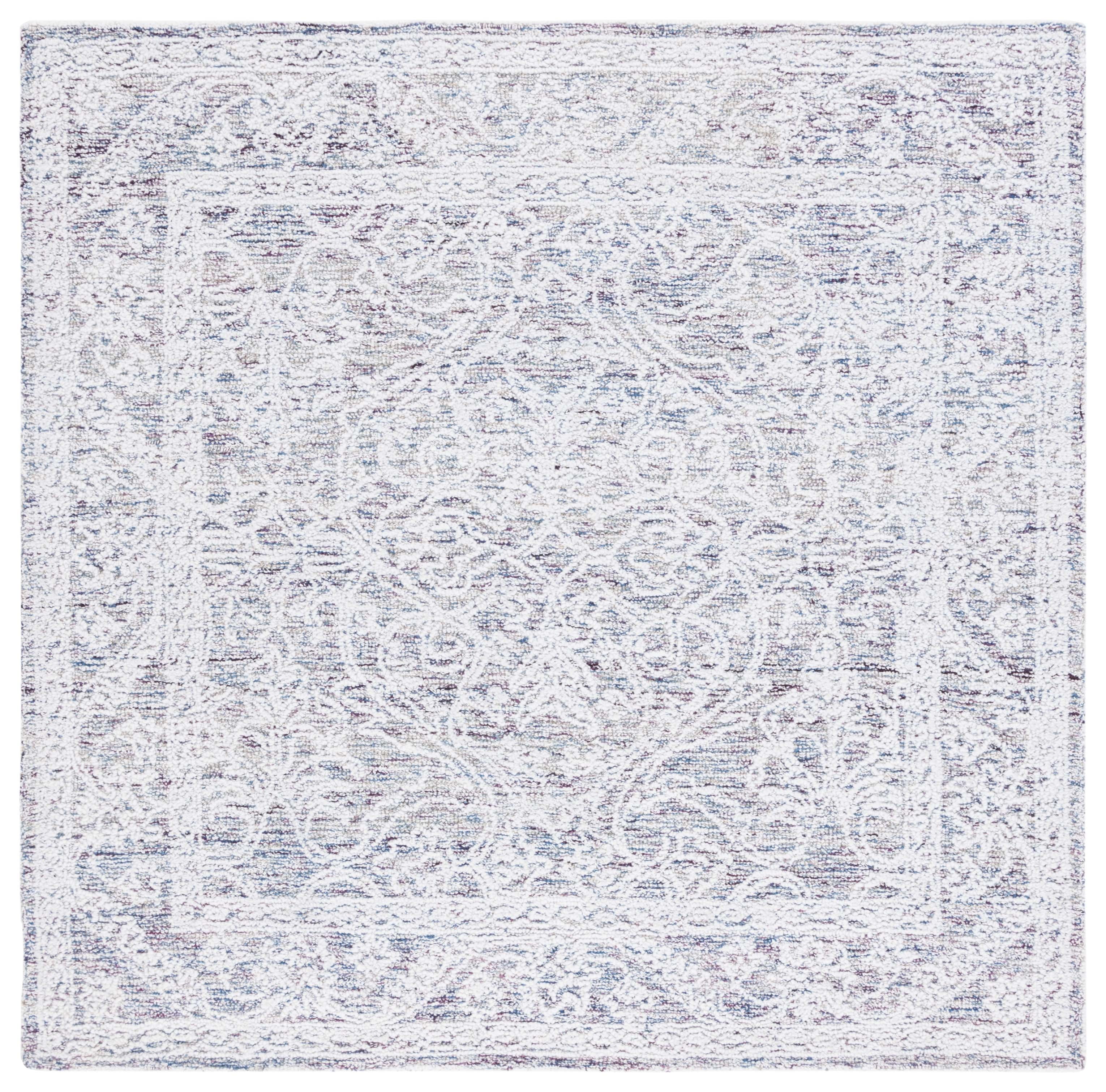 Ivory Elegance Square Hand-Tufted Wool Area Rug - 6'