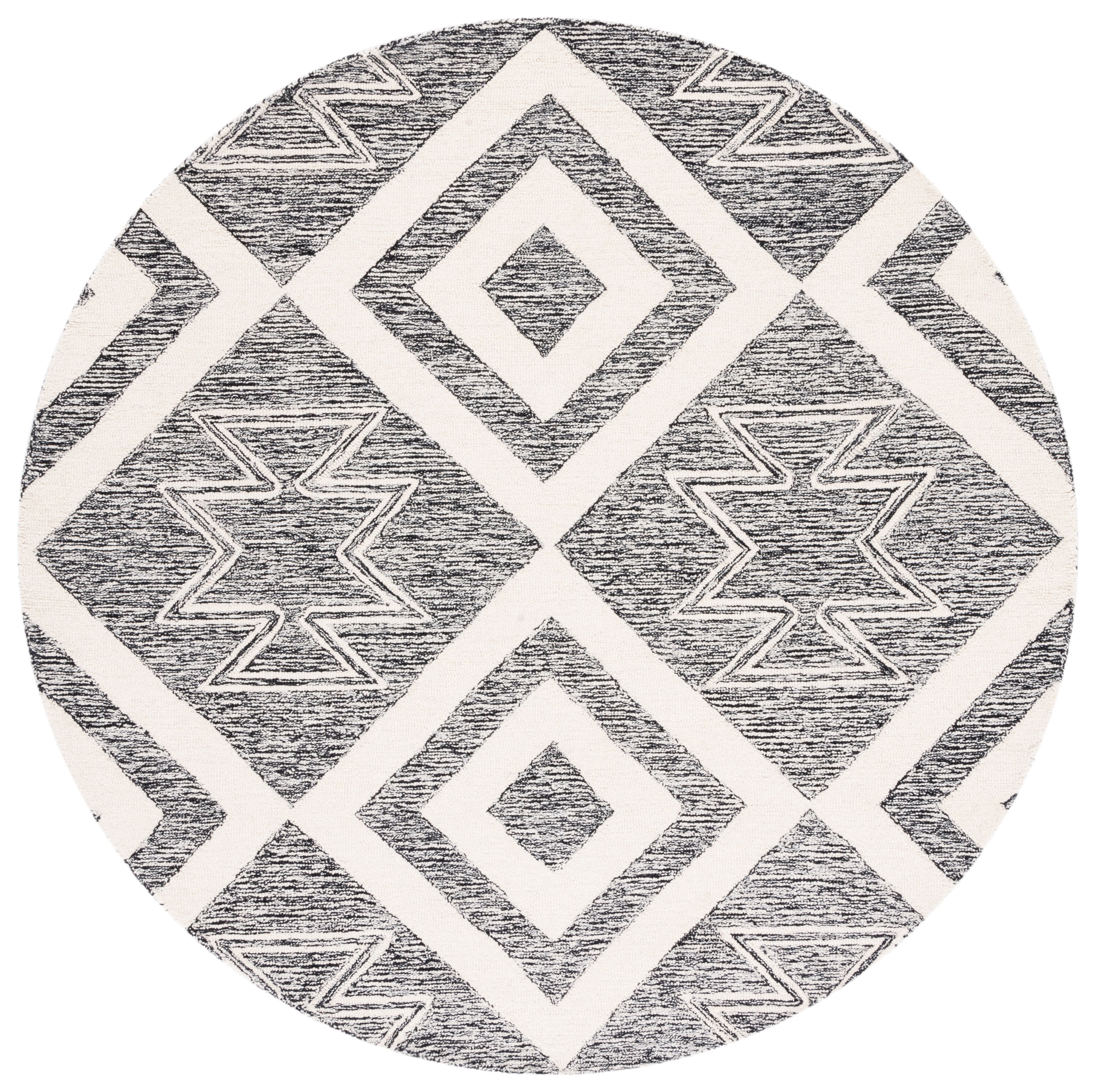 SAFAVIEH Metro Jaimie Southwestern Area Rug, Ivory/Black, 6' x 6' Round
