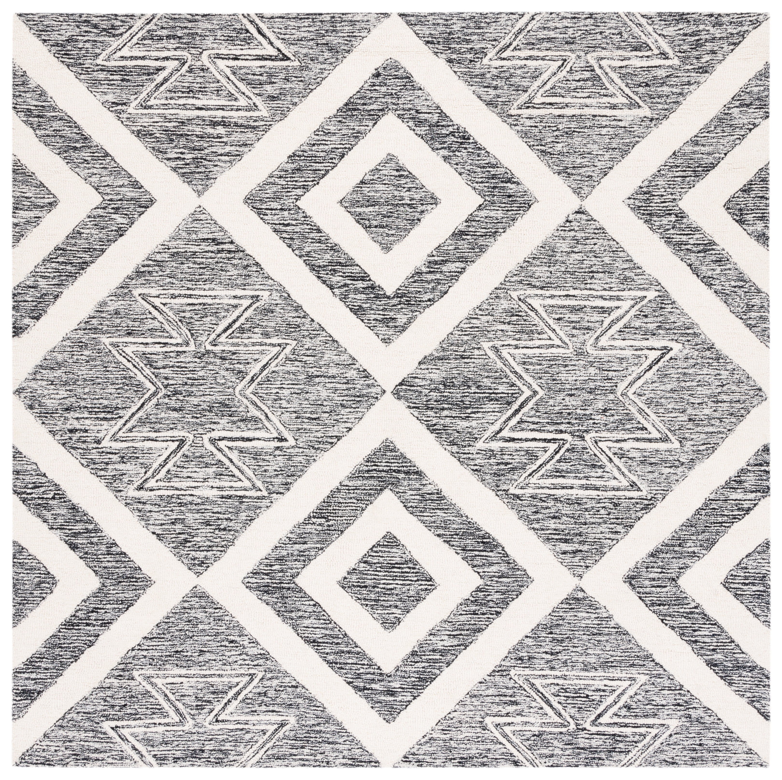 SAFAVIEH Metro Jaimie Southwestern Area Rug, Ivory/Black, 6' x 6' Square