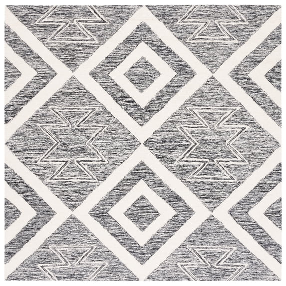 SAFAVIEH Metro Jaimie Southwestern Area Rug, Ivory/Black, 6' x 6' Square