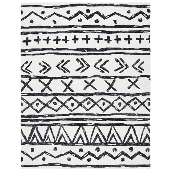 SAFAVIEH Metro Jarred Diamond Area Rug, Black/Ivory, 5' x 8'