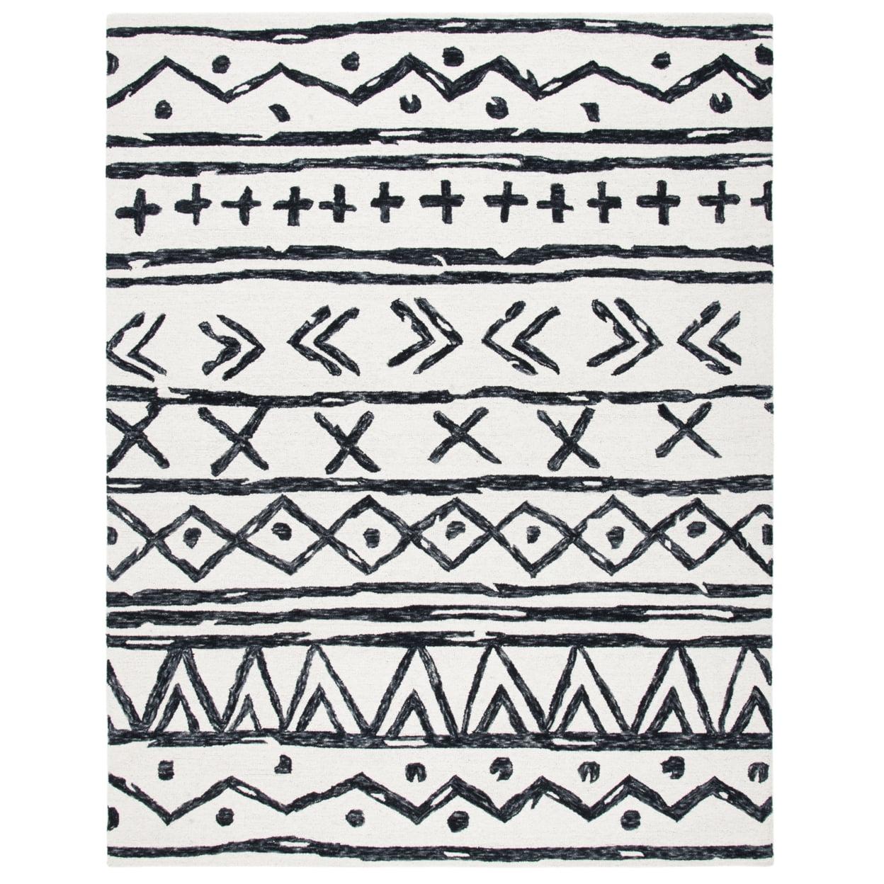 Black Hand-Tufted Wool 8' x 10' Rectangular Area Rug