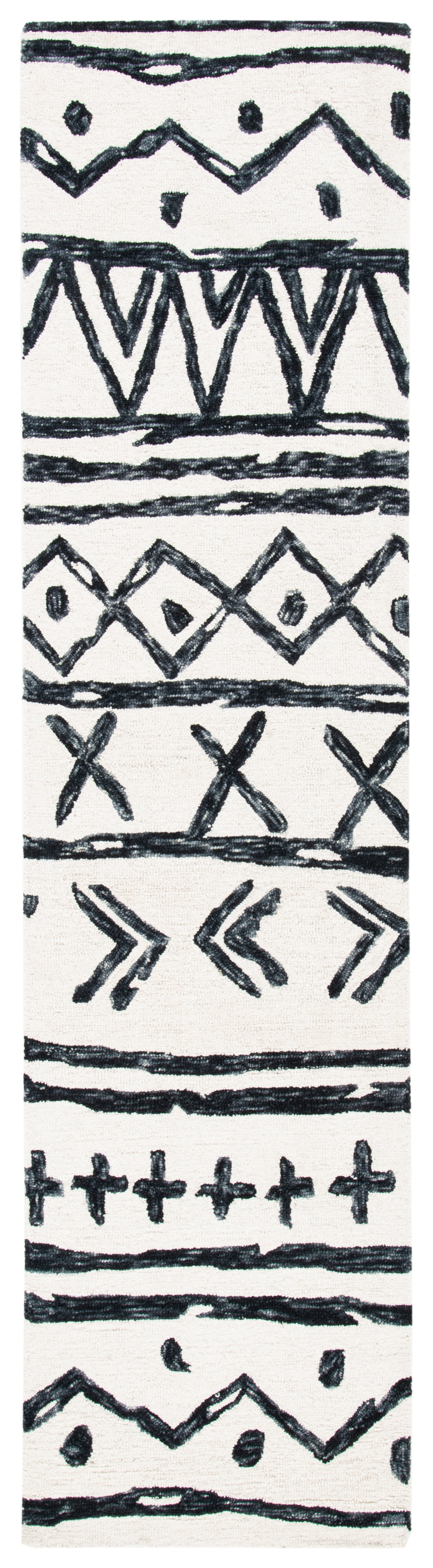 SAFAVIEH Metro Jarred Diamond Runner Rug, Black/Ivory, 2'3" x 9 ...