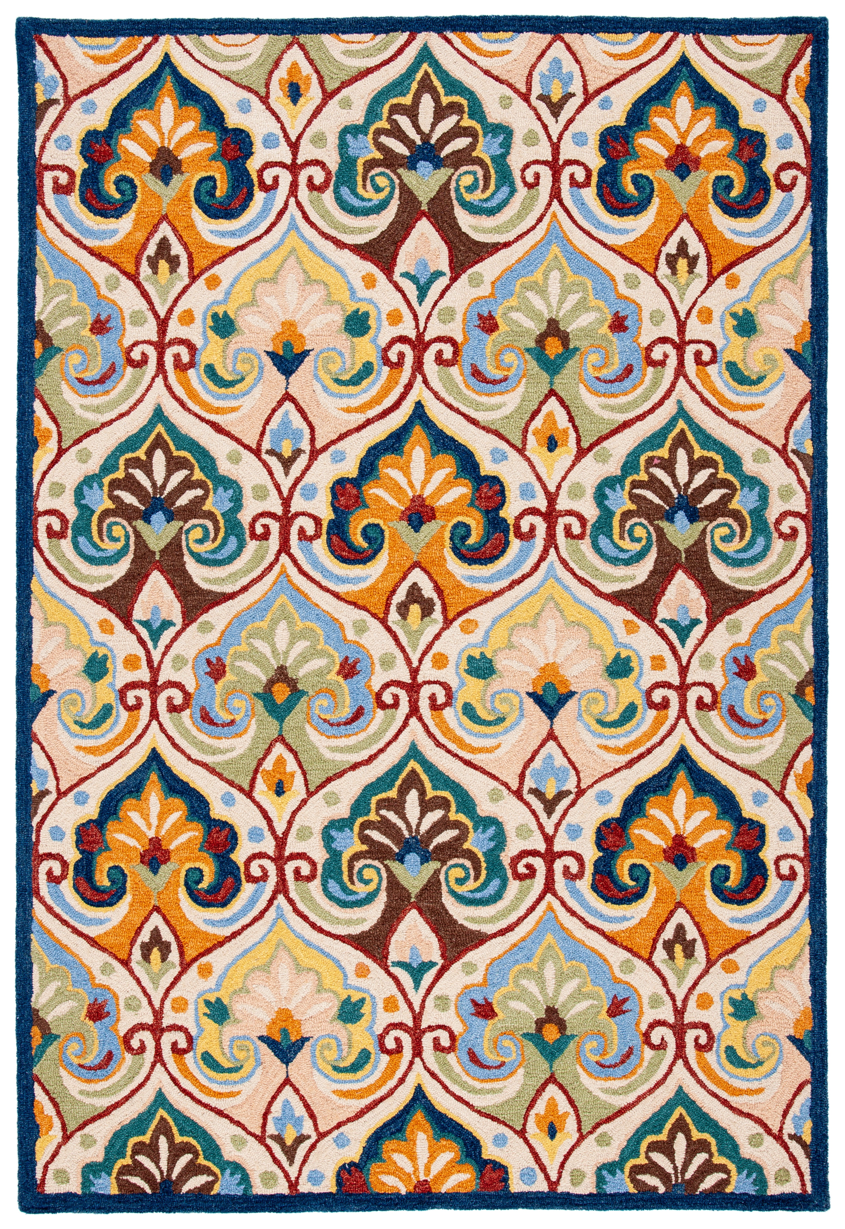Elegant Blue Floral Hand-Tufted Wool Area Rug - 4' x 6'