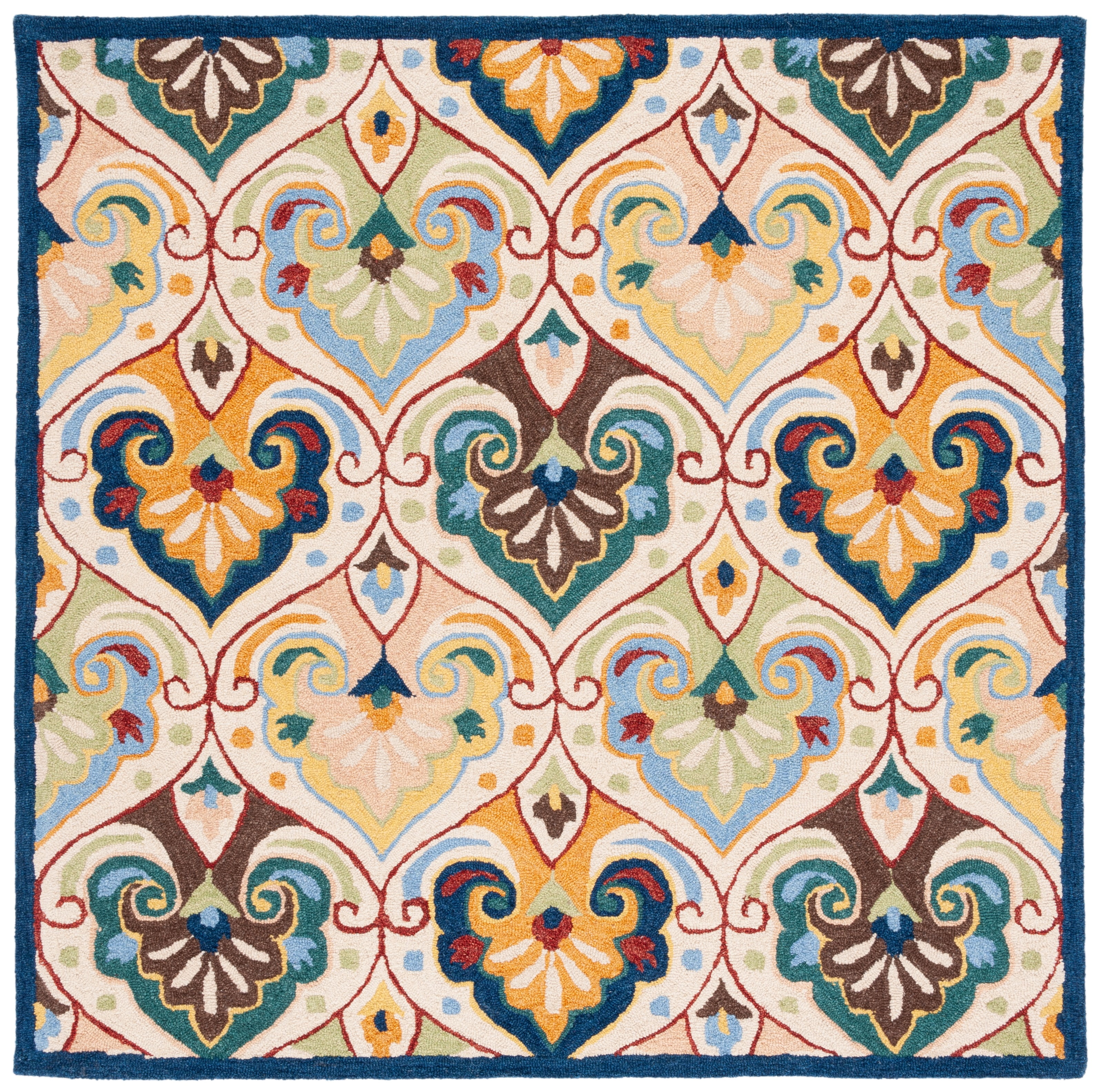 SAFAVIEH Metro Jaymz Medallion Area Rug, Beige/Blue, 6' x 6' Square