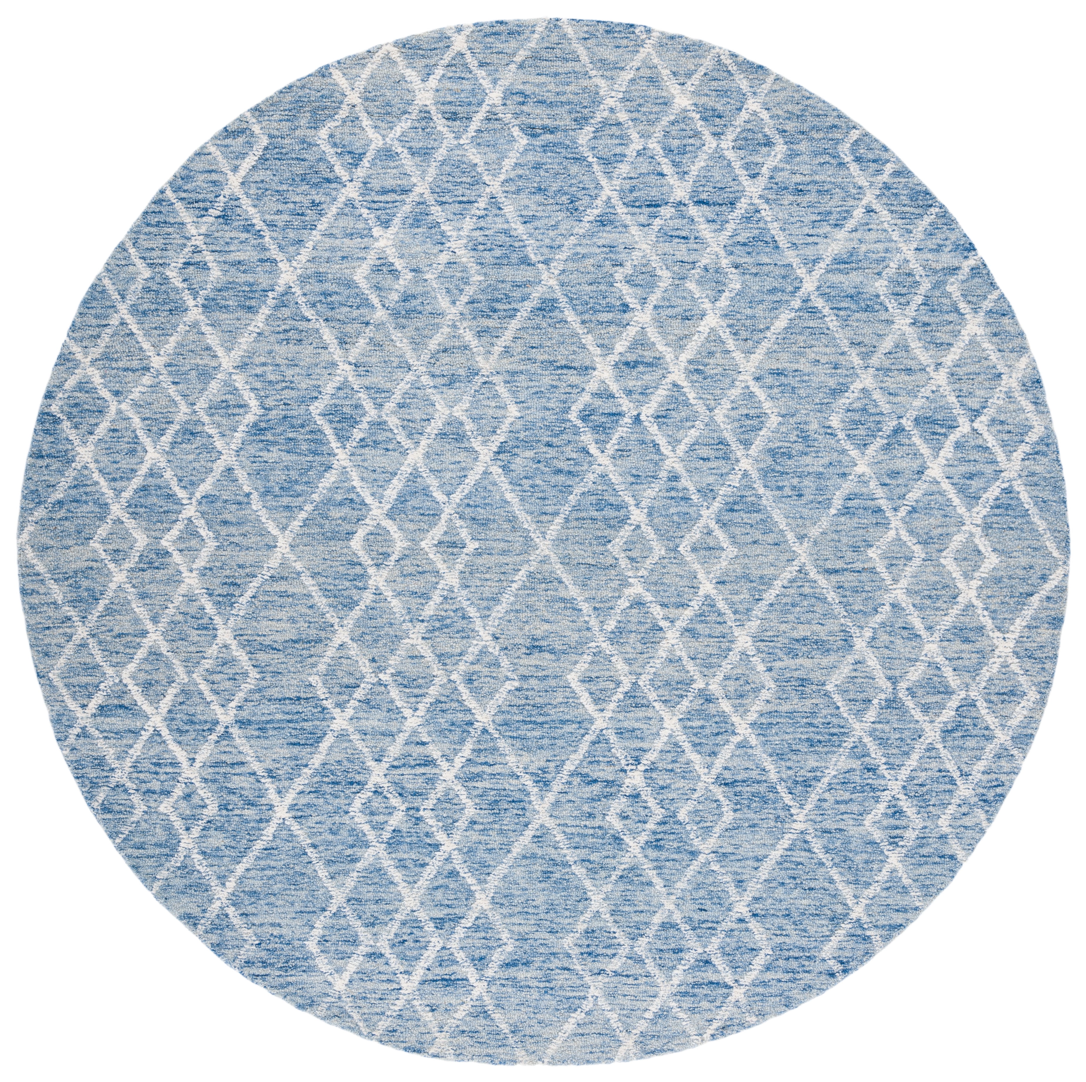 SAFAVIEH Metro Jenny Diamond Area Rug, Blue/Ivory, 6' x 6' Round