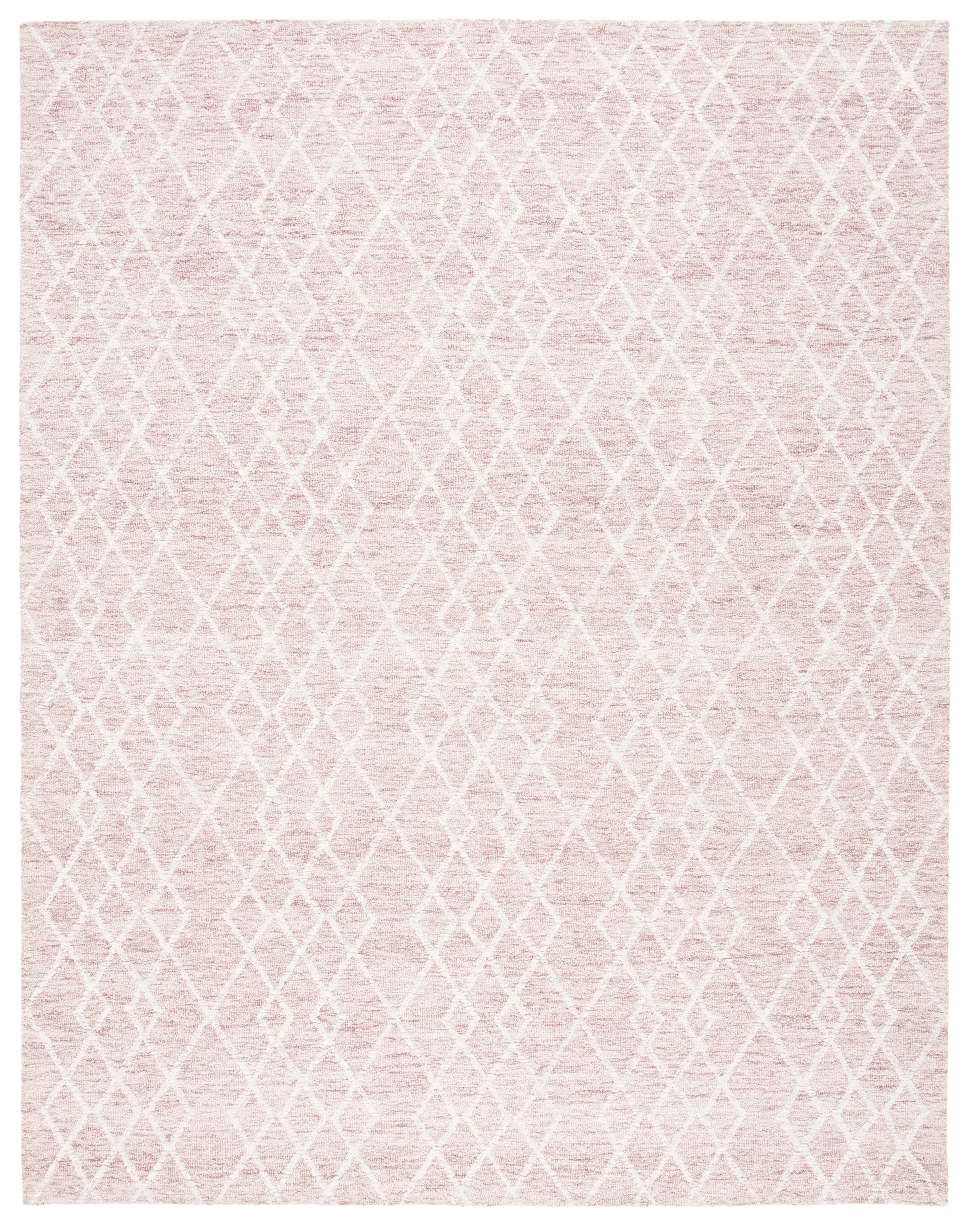 Ivory and Pink Hand-Tufted Wool 8' x 10' Area Rug