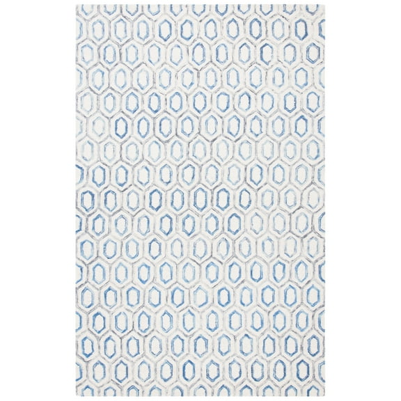 SAFAVIEH Metro Jessamine Geometric Area Rug, Ivory/Blue, 5' x 8'