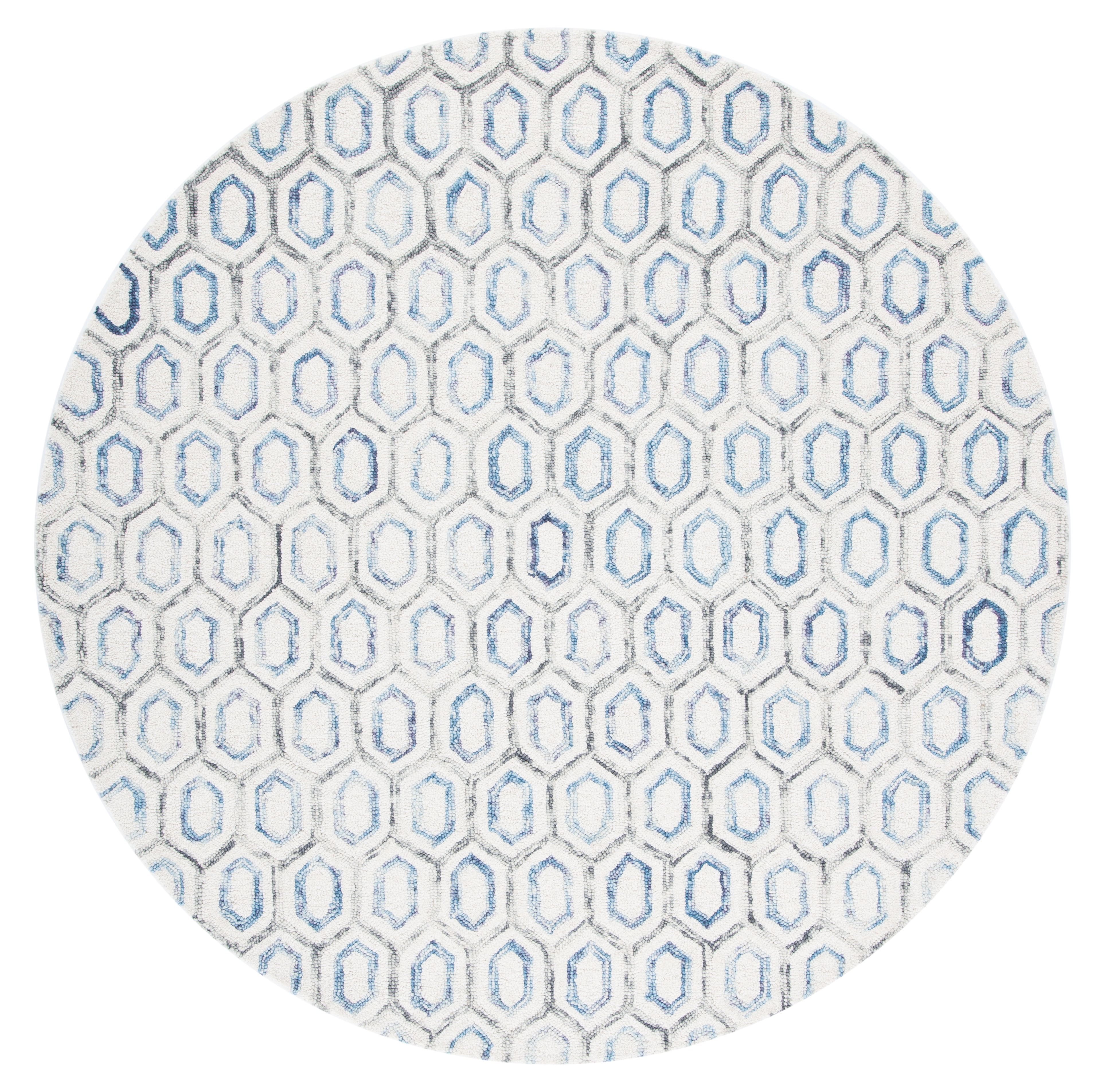 SAFAVIEH Metro Jessamine Geometric Area Rug, Ivory/Blue, 6' x 6' Round
