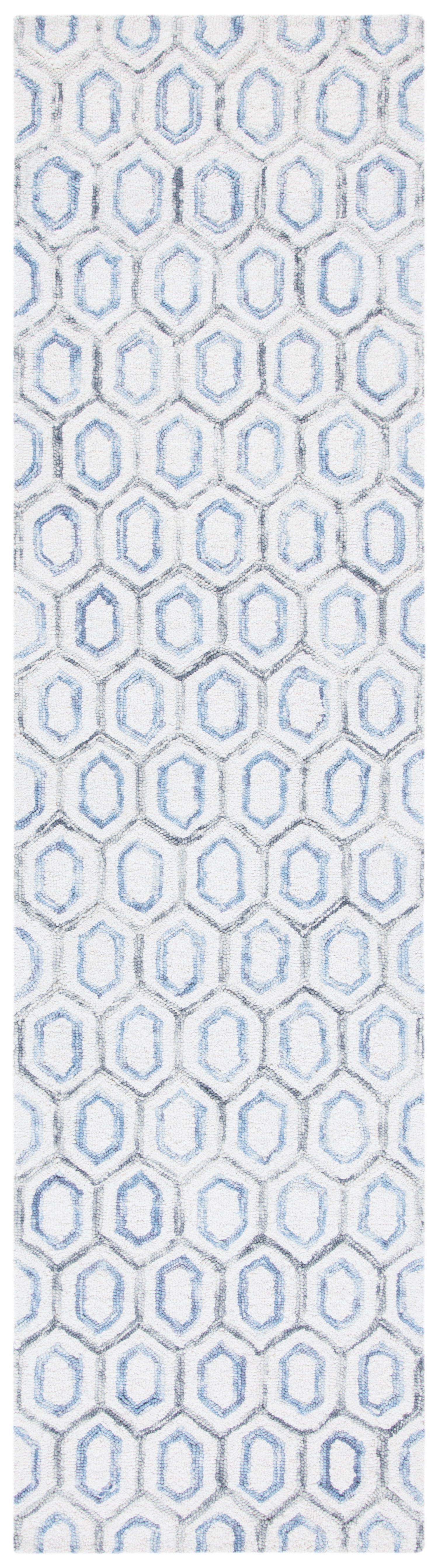 SAFAVIEH Metro Jessamine Geometric Runner Rug, Ivory/Blue, 2'3" x 9 ...