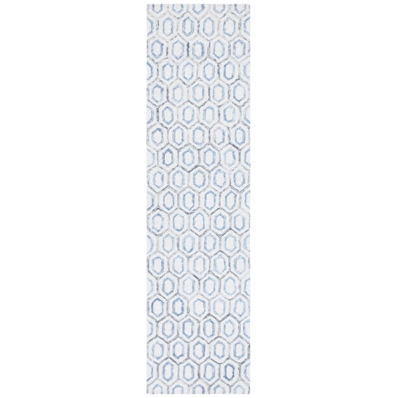 SAFAVIEH Metro Jessamine Geometric Runner Rug, Ivory/Blue, 2'3" x 9'